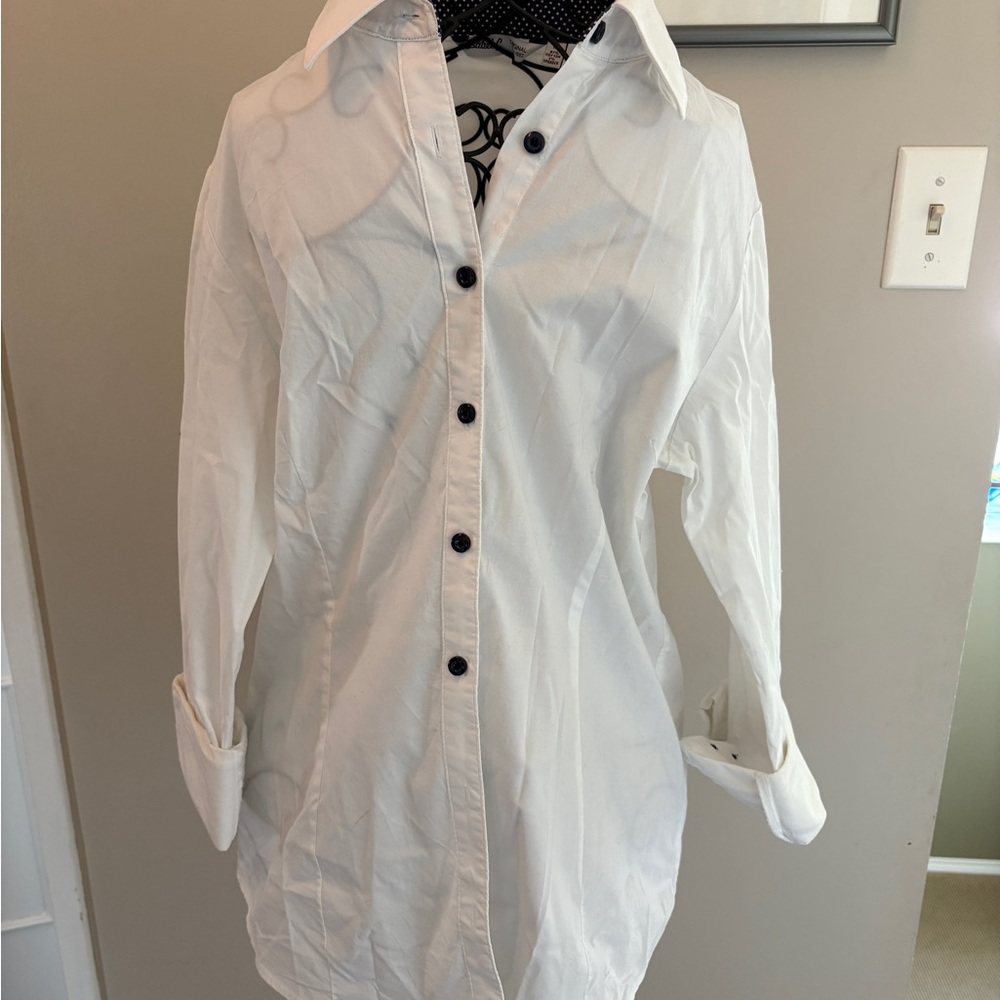 White Fitted Button-Up Shirt